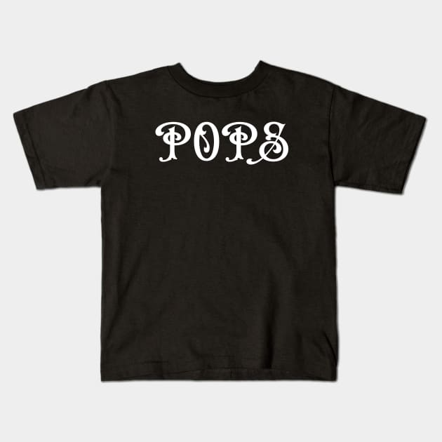 "POPS" with White Font - Grandparent Kids T-Shirt by MCsab Creations